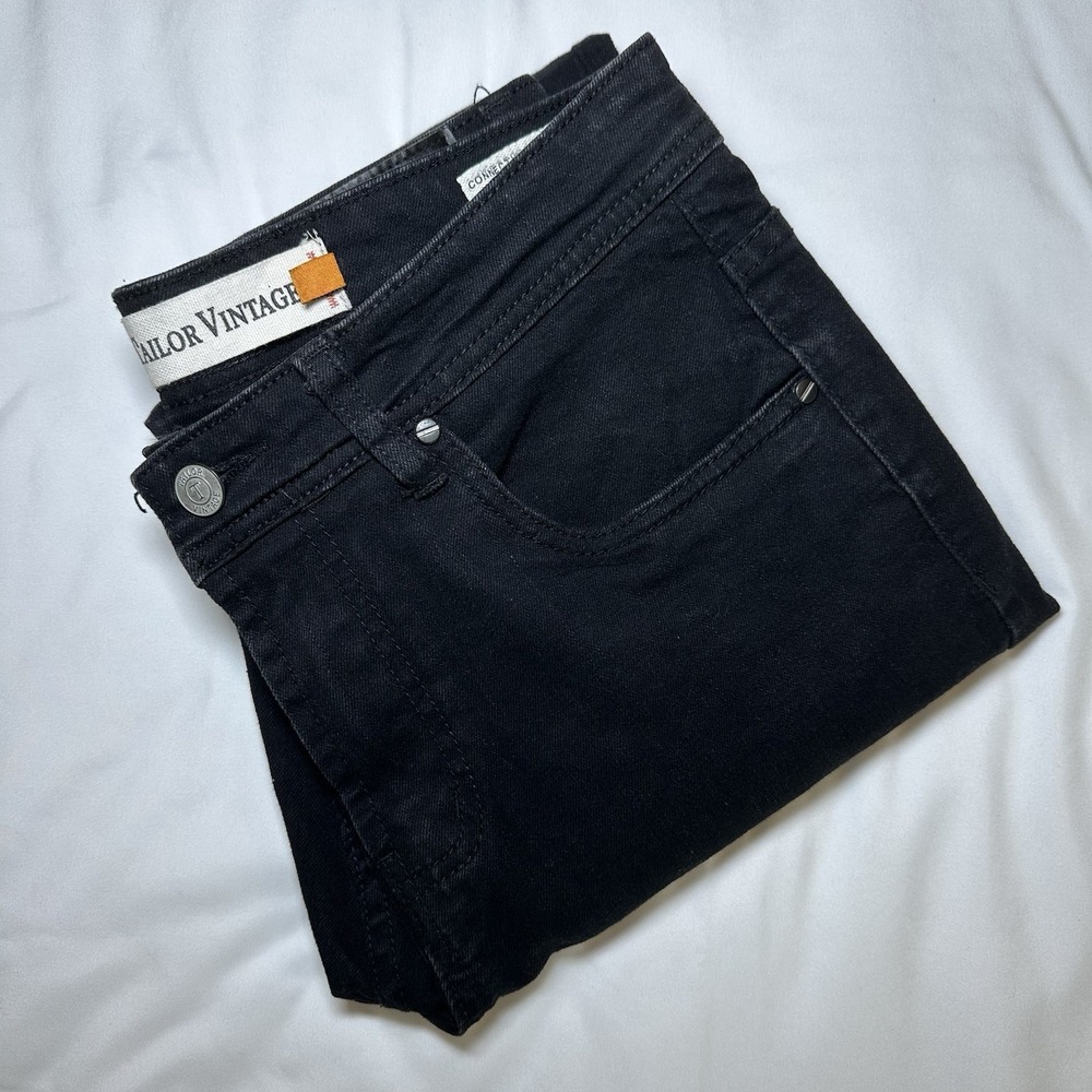 Tailor Vintage Men's 32x32 Black Denim Jeans Connecticut Bristol Skinny Fit - Picture 3 of 12